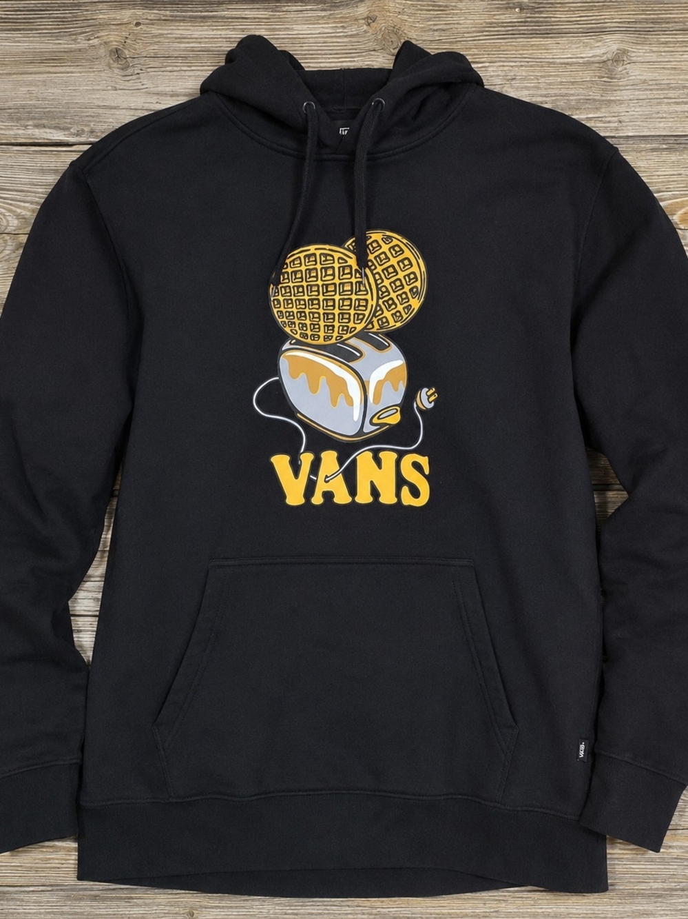 Vans Men's Black Waffle Toaster Graphic Pullover Hoodie Size Small